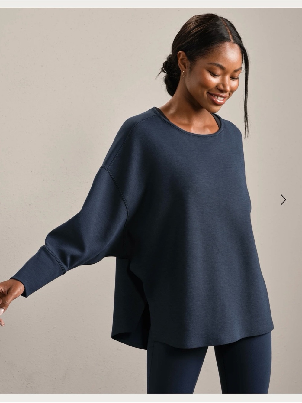 Rhone DreamGlow Oversized Crewneck Pullover Top in Navy